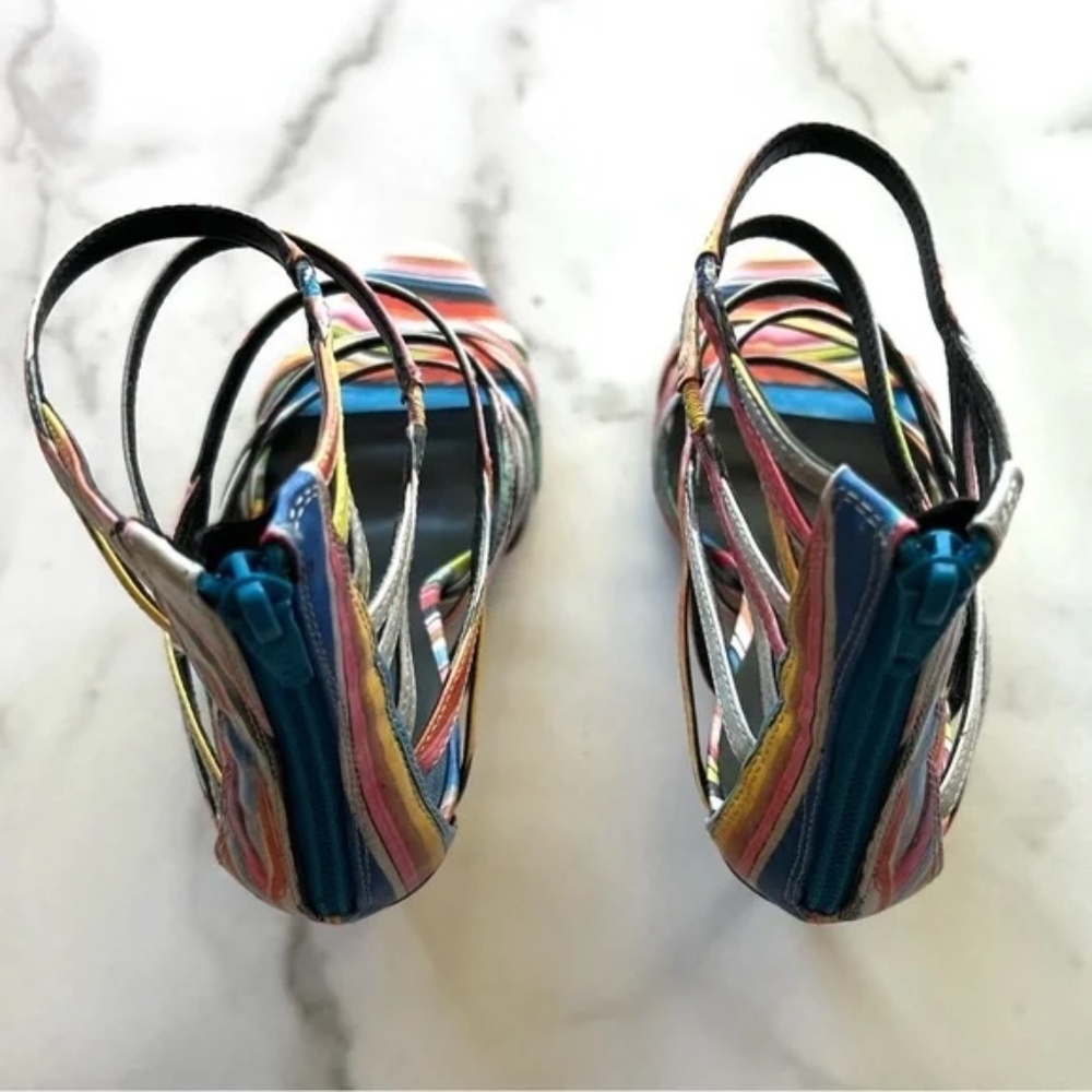 Aldo Bonabella-5 Multicolor Neon Strappy Open-Toe Stiletto Sandals 7.5 - Picture 6 of 11